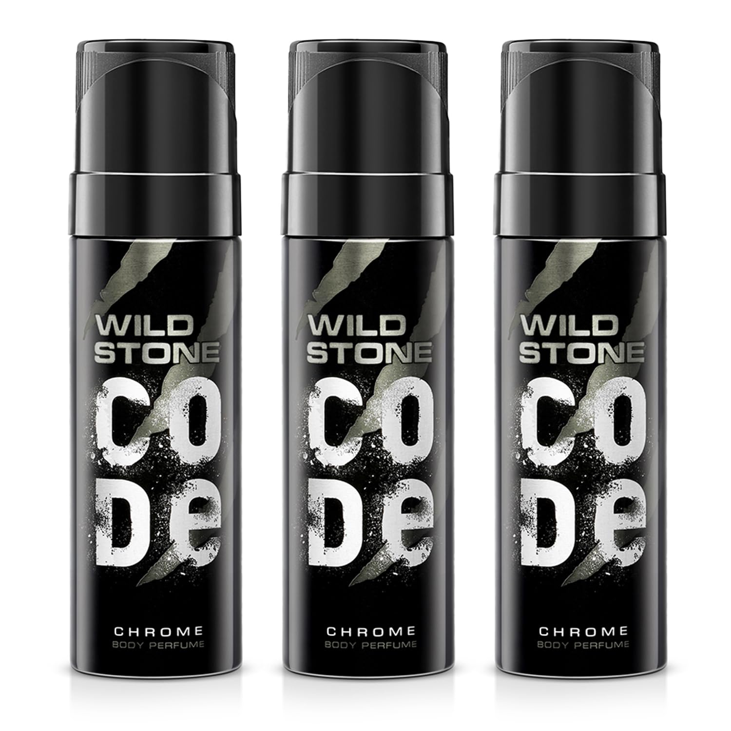 Wild Stone Code Chrome No Gas Body Perfume Spray For Men, Long Lasting Masculine Fragrance For Everyday Wear, Pack Of 3 (120ml Each) Aromatic