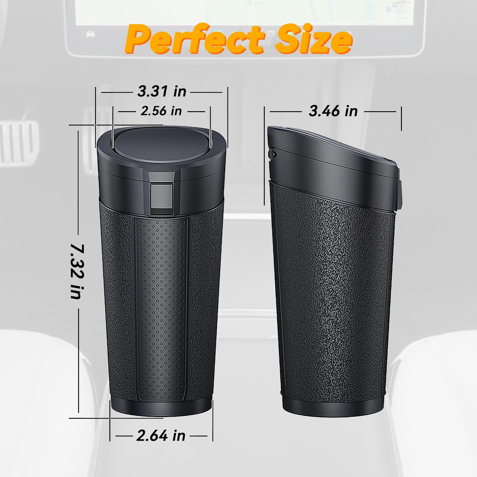 Car Trash Can Bin with Lid Leakproof Garbage Can for Vehicle Mini Trash Bin with 90 Attached Trash — view 4