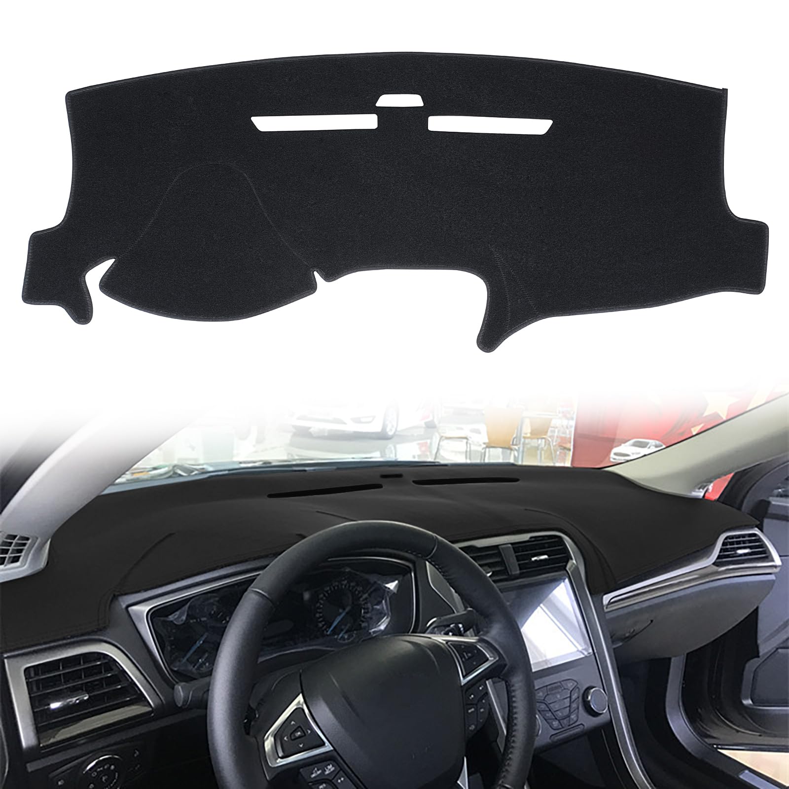 puxhig Dashboard Cover Dash Cover Mat Pad Carpet Custom Fit for Ford Fusion 2013-2020 (Black)