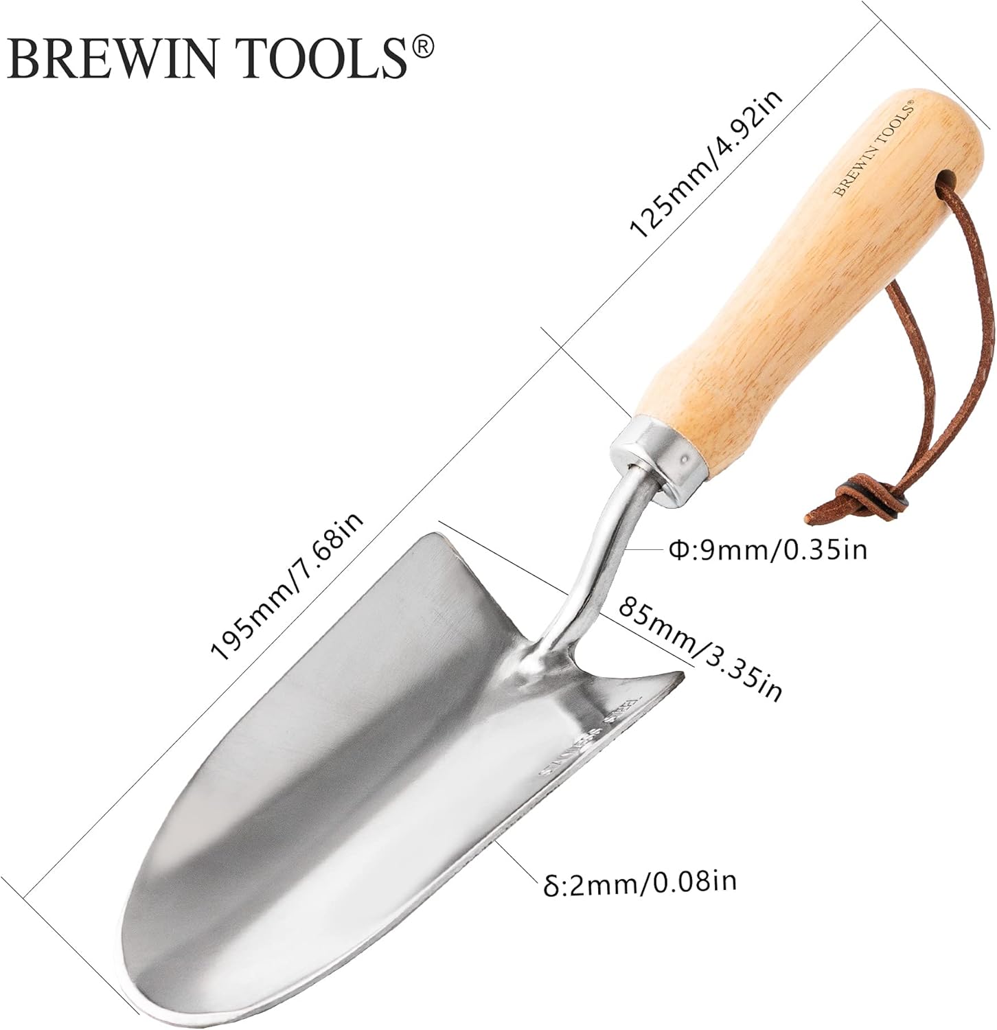 BREWIN TOOLS Garden Trowel with Gloves,Small Hand Shovel,Heavy Duty Polished Stainless Steel Gardening Tools Potting Shovel with Ergonomic Hardwood Handle for Planting Digging Weeding in Flowerbeds : Patio, Lawn & Garden