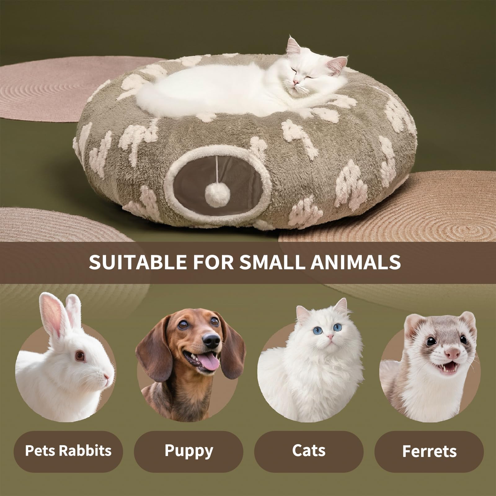 Pesen Cama de túnel de Navidad para gatos con cojín suave, juguetes para gatos de interior que mejoran la unión entre mascotas y propietarios, fomentan la exploración y satisfacen los instintos