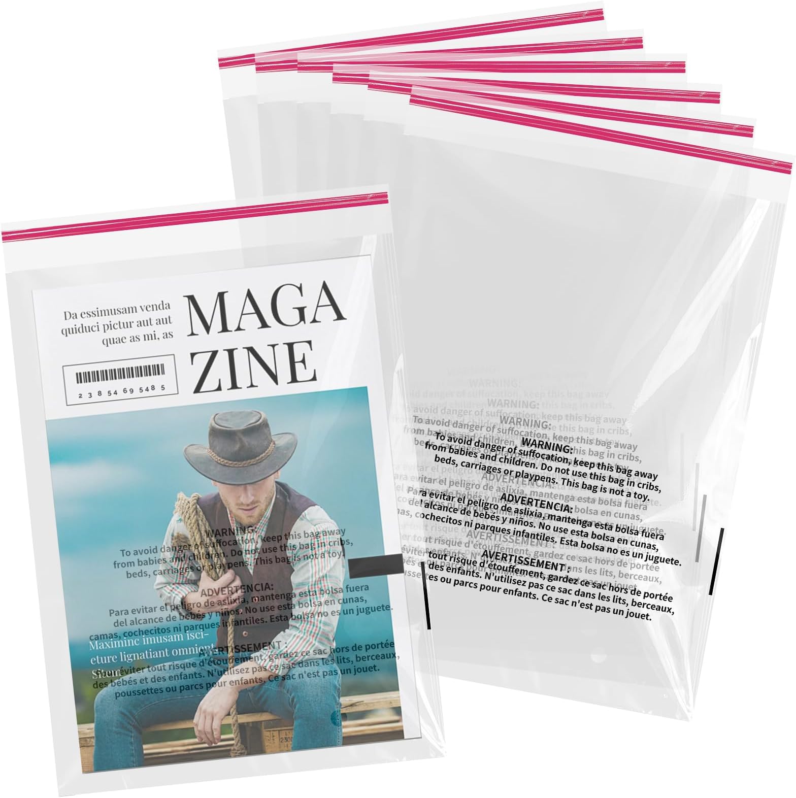 10x13" Self Seal Clear Poly Bags with Suffocation Warning, 100 Counts Resealable Cellophane Plastic Bags, Plastic Bag for Packaging, Party Favors, Clothes and Shipping