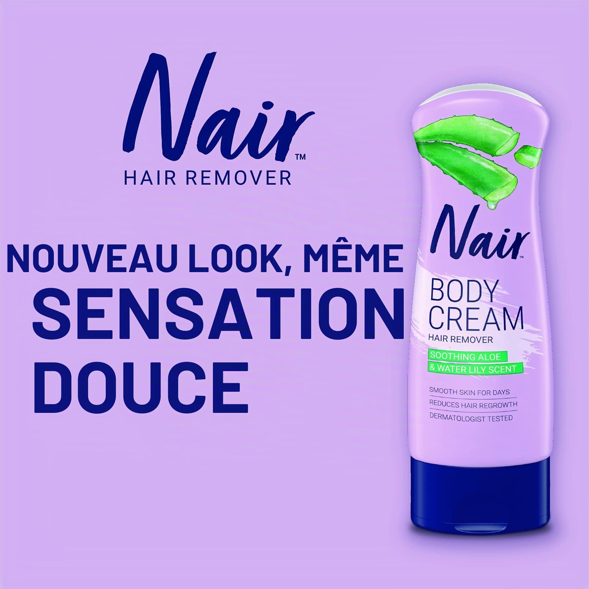 Nair Lotion dépilatoire pour les jambes - Enrichie en extraits d'aloès et en lanoline - Pour une peau lisse et radieuse
