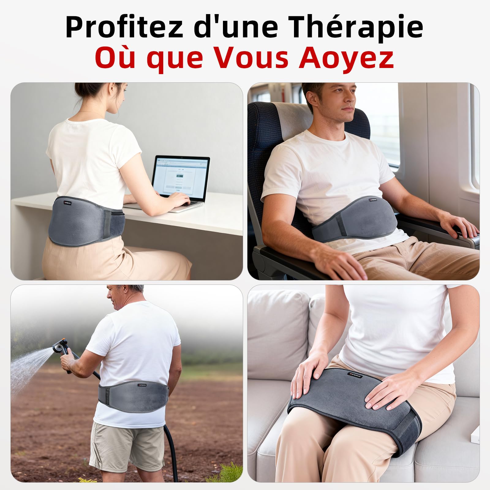 Comfytemp Ceinture Chauffante Lombaire, Coussin Chauffant Pour Dos Sans Fil