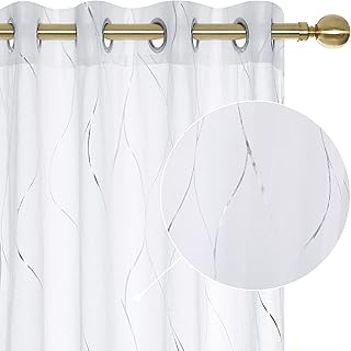 Deconovo Semi Sheer Curtains 2 Panels, 52W x 84L Inch Each, Grommet Top ...