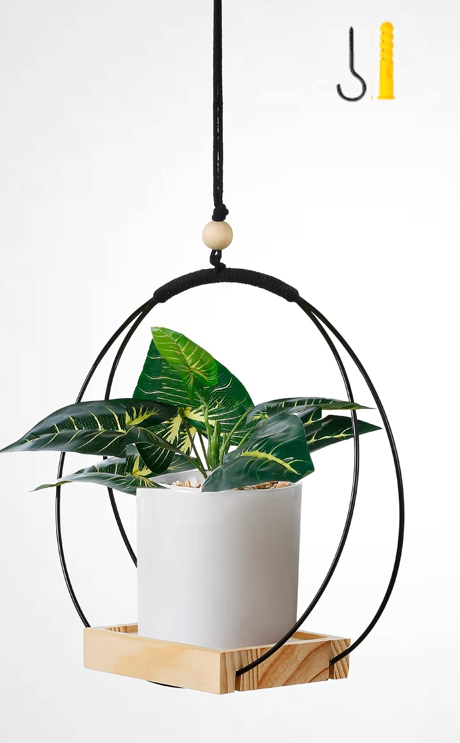 Shineloha Hanging Planters for Indoor Plant + Ceiling Hook
