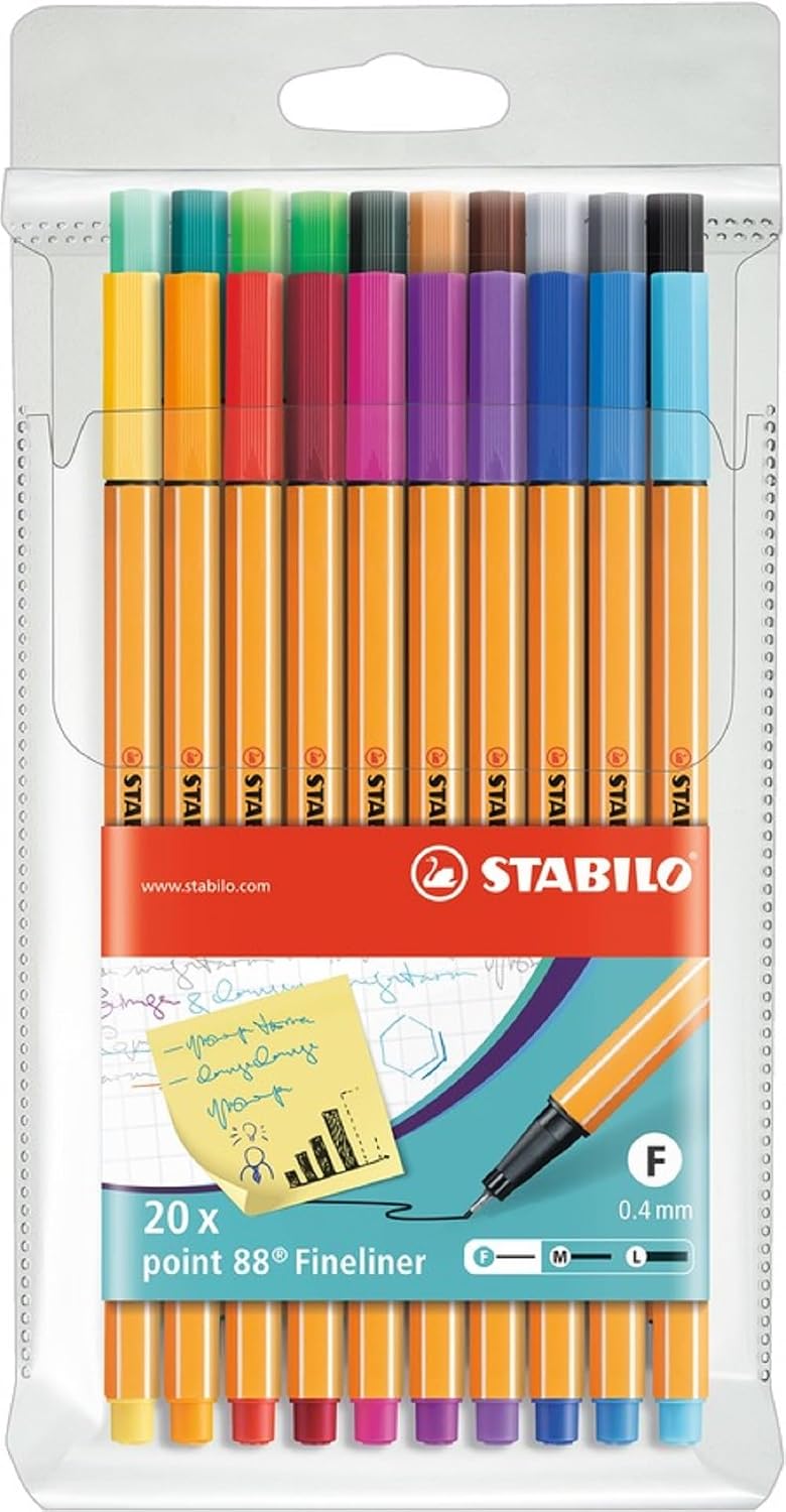 Fineliner - STABILO point 88 - Pack of 20 - Assorted Colours