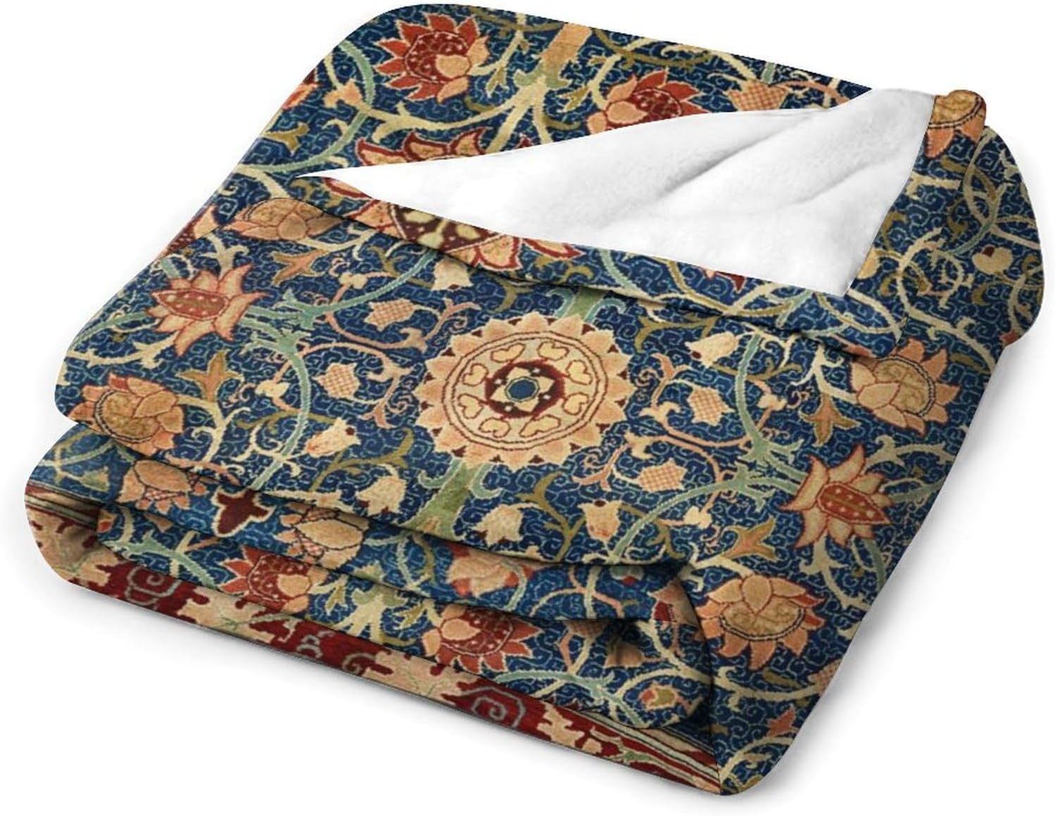 Vintage William Morris Throw Blanket Bohemia Floral Retro Pattern Blanket for Sofa Bed Couch Chair Or Dorm 60"x80"