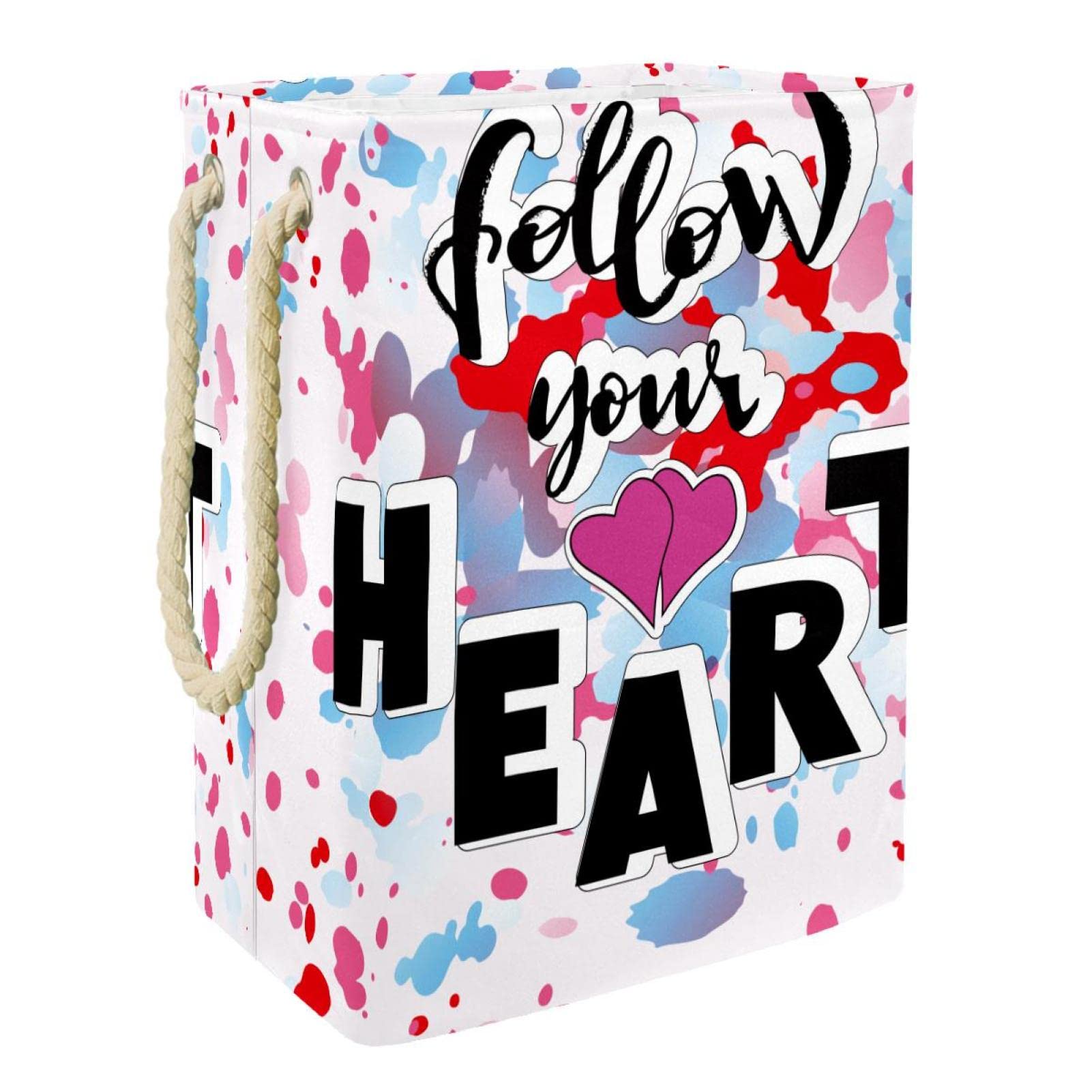 Panier à linge personnalisé aquarelle Follow Your Heart douceur pour la maison