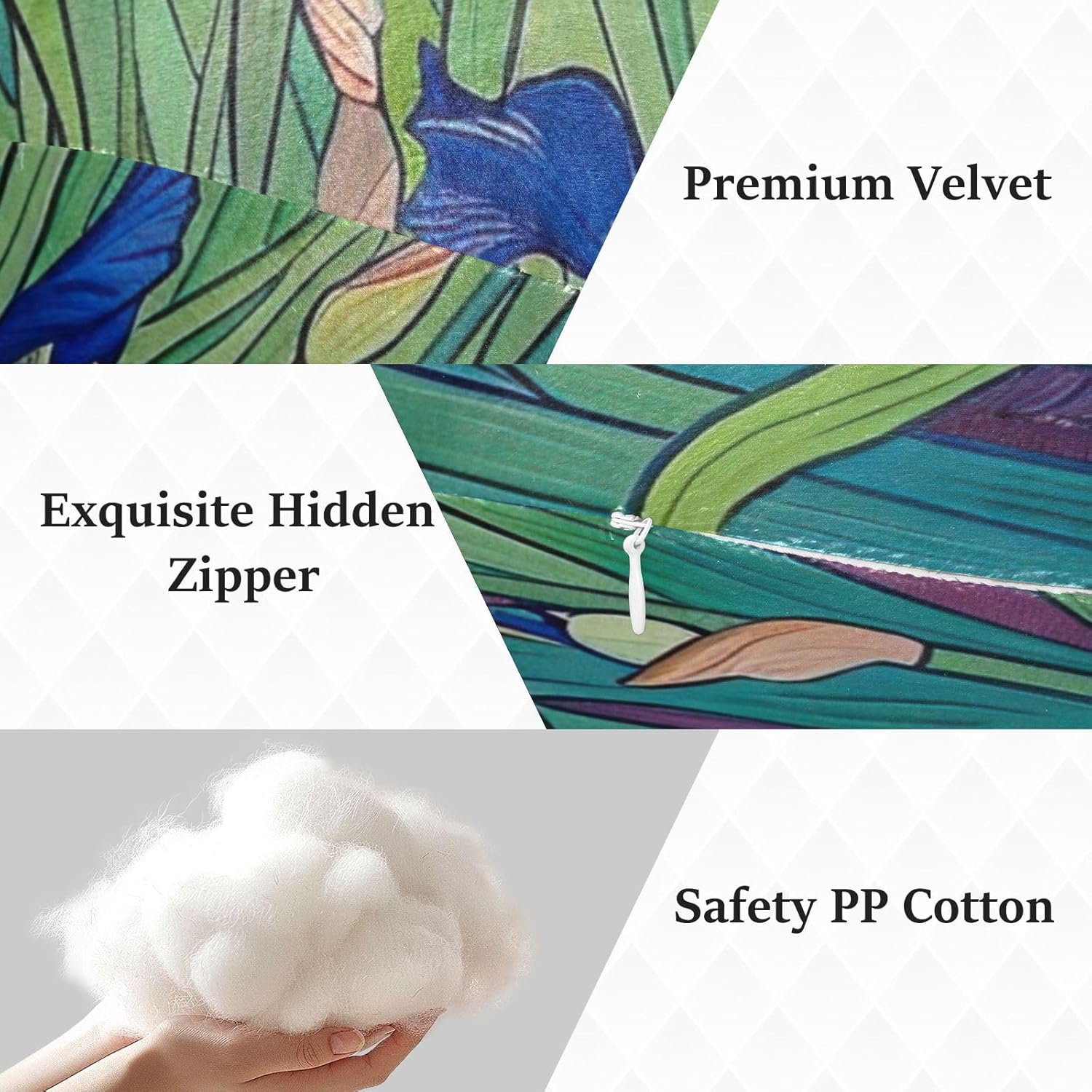 Blue Flower Human-Shaped Pillow Soft Body Pillows Washable Velvet Pillows for Anxiety Relief Sleeping Cuddling & Support
