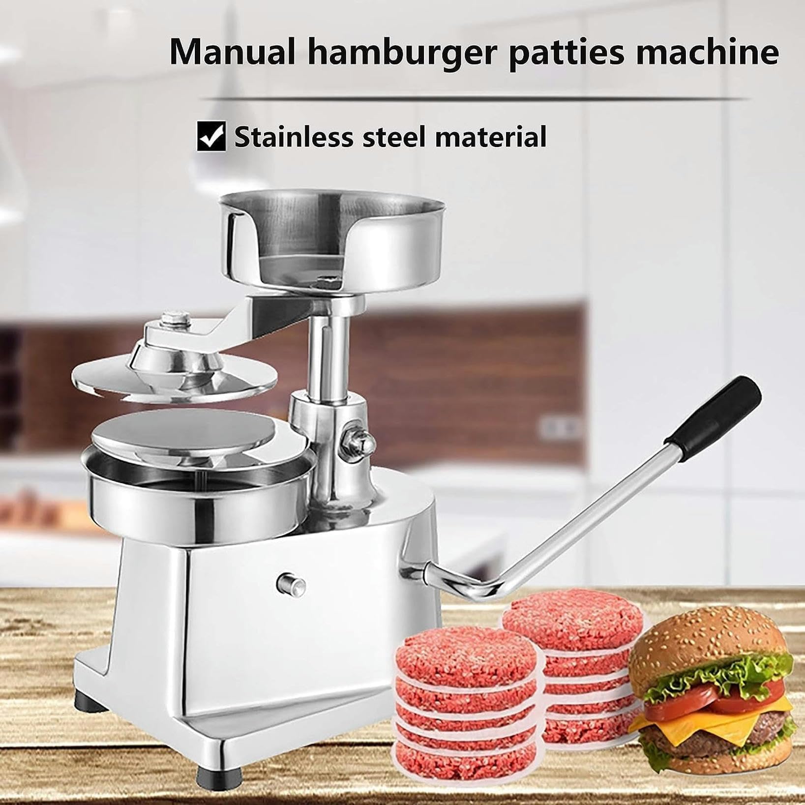 Kommerzielle Burgerpresse, manueller 5-Zoll-Patty-Maker, Hamburger-Formmaschine, Edelstahl-Grillform-Fleischmaschine, for Patties