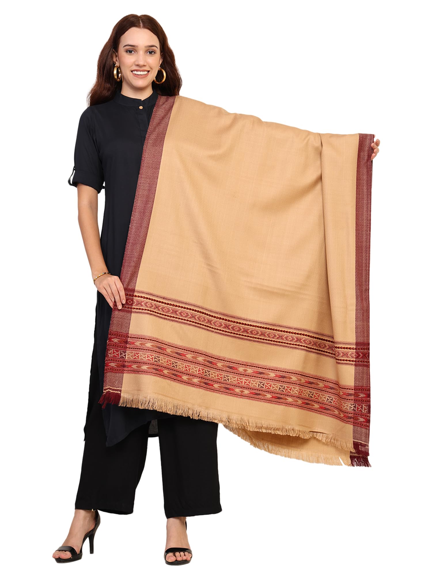 Knitkala Women's Kullu Palla Woollen Handmade Shawls for Winter | Himachal Special