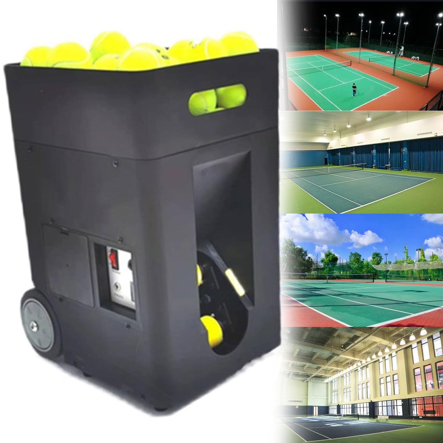 Máquina lanzadora de pelotas de tenis, lanzador automático portátil de pelotas de tenis, elevación ajustable de 20° a 70°, capacidad para 50, para principiantes, entrenamiento deportivo en solitario