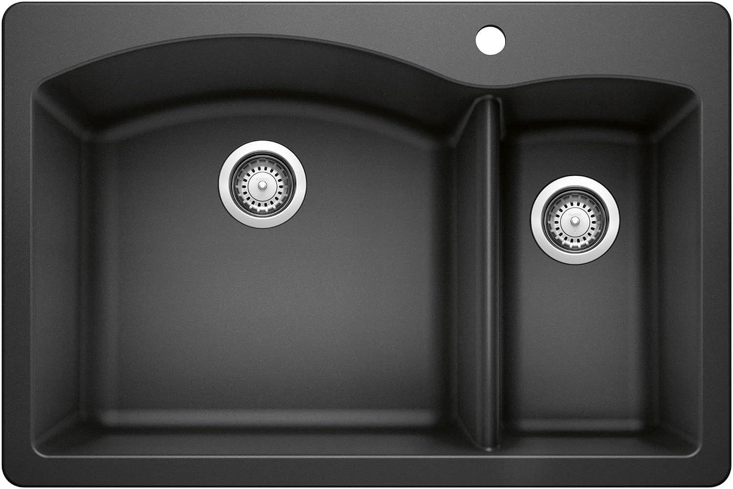 BLANCO 440199 Diamond Silgranit 70/30 Double Bowl Drop-in/Undermount Kitchen Sink, 33" L x 22" W x 9.5" D, Anthracite
