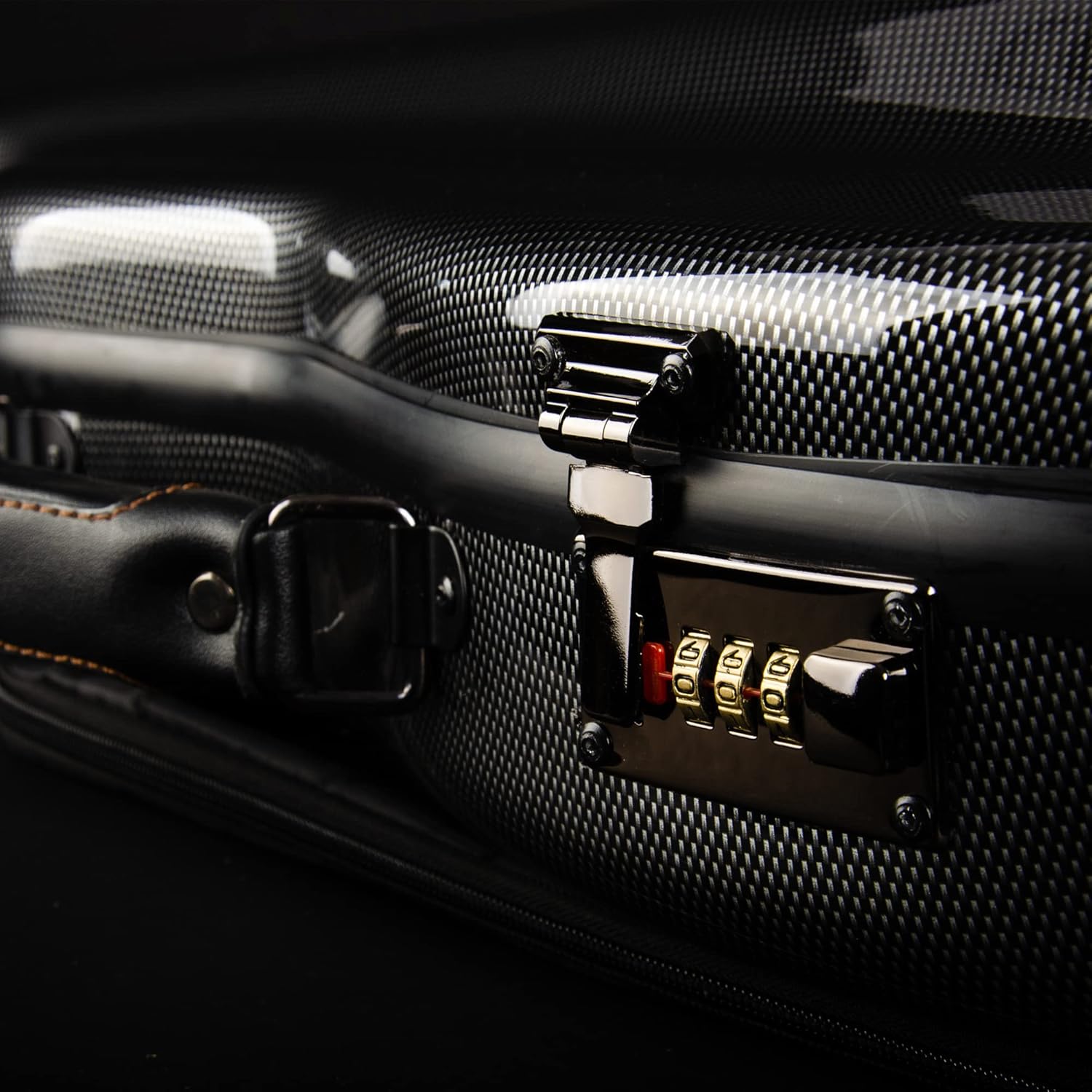 4/4 Full Size Violin Case - High-Strength Carbon Fiber Pear-Shaped Music Bag With Combination Lock and Extra Bag - Black Violin Hard Case