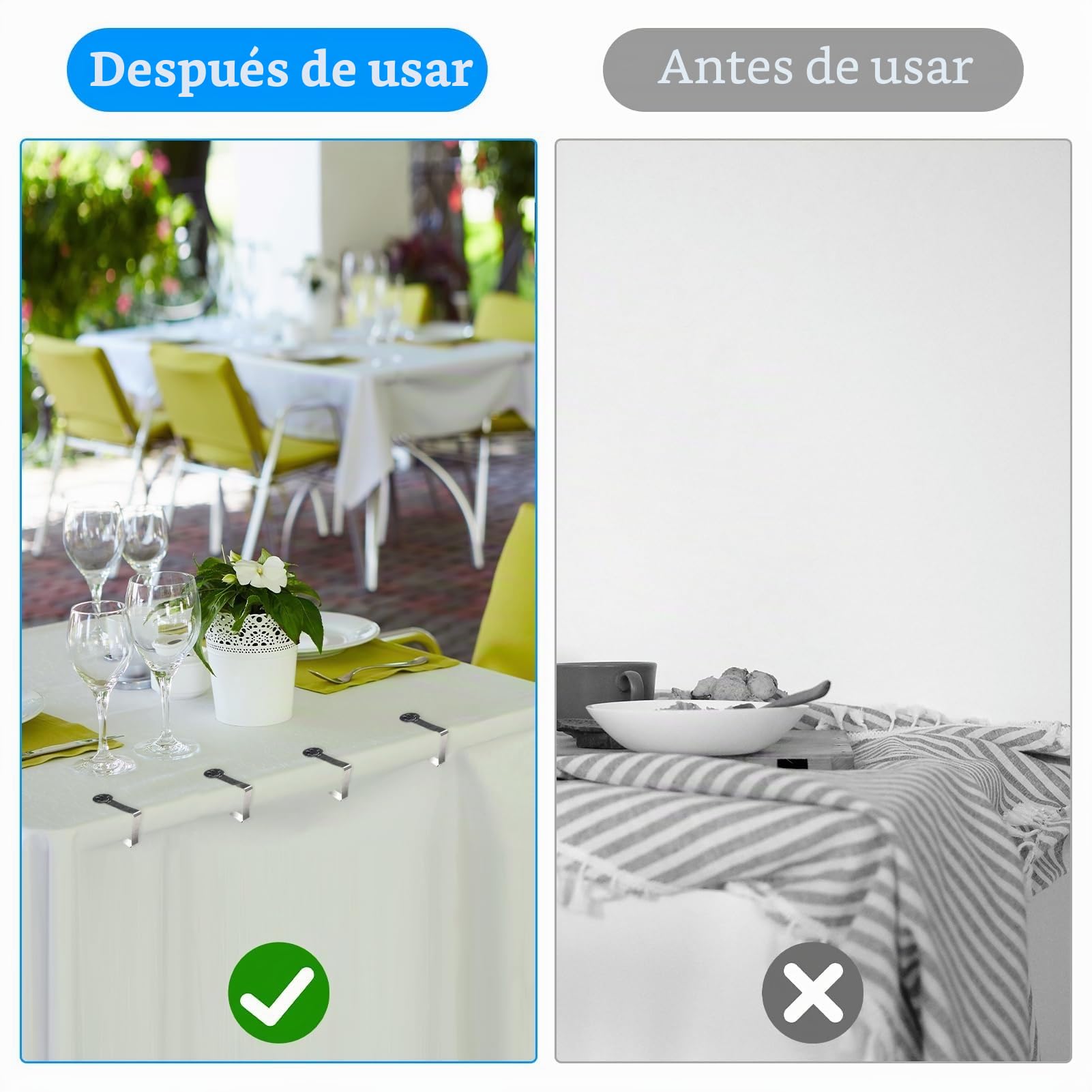 GlasFlength Sujeta Manteles de Mesa Ajustable, 12 Piezas Pinzas para Mantel de Exterior Acero Inoxidable Pinzas Mantel Exterior Pinzas Sujeta Manteles para Jardín Cocina Oficina Boda Fiesta (Smile)