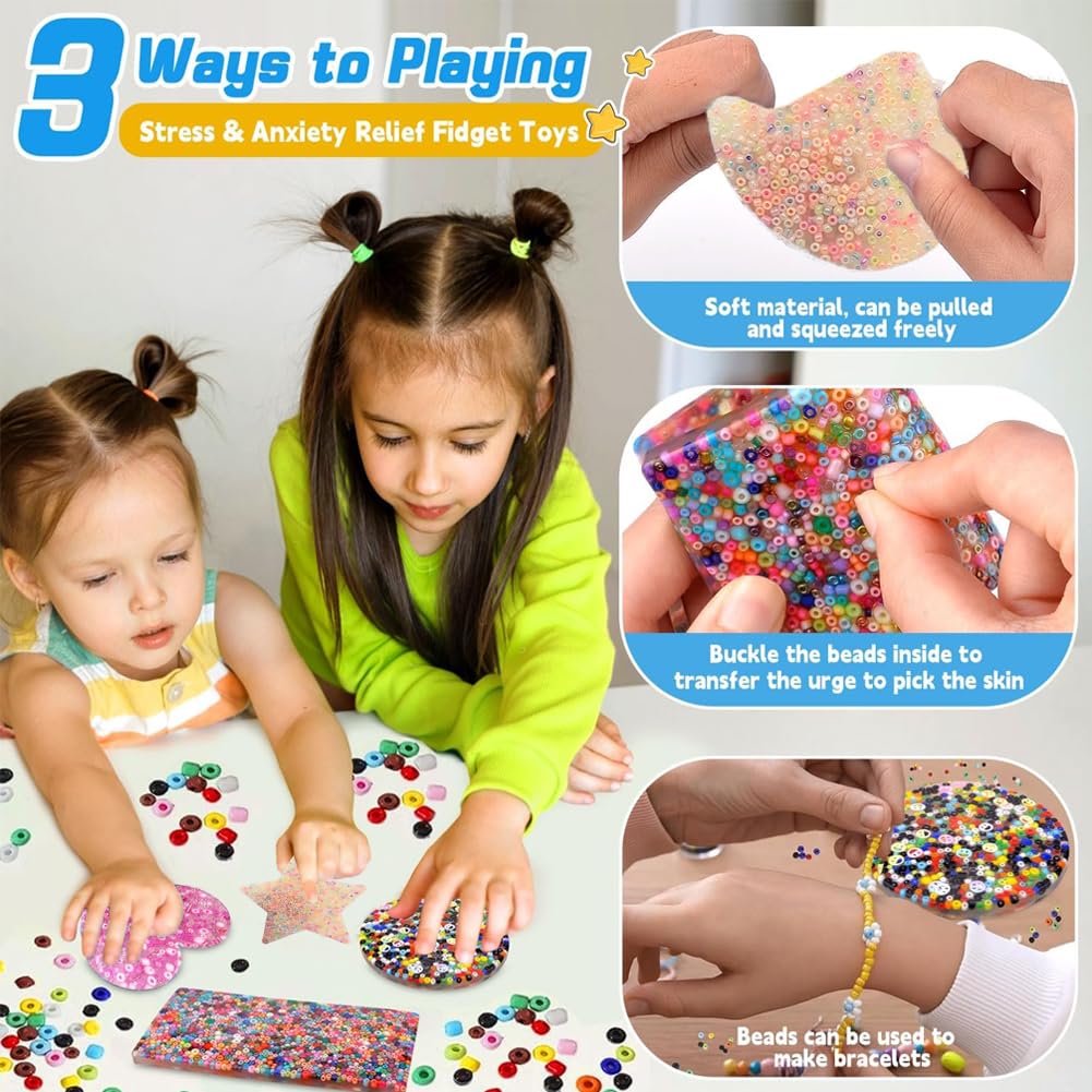 Skin Picking Fidget Toys, 4 Stück Silikon Spielzeug - Fünfzackiger Stern, Herzförmig, Rund, Rechteckig - Haut Picking Relief Toy für ADHD OCD