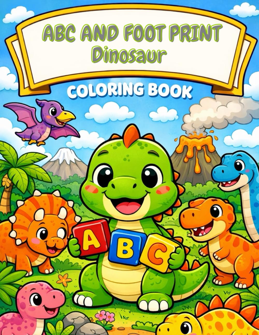 ABC AND FOOT PRINT Dinosaur Coloring Book