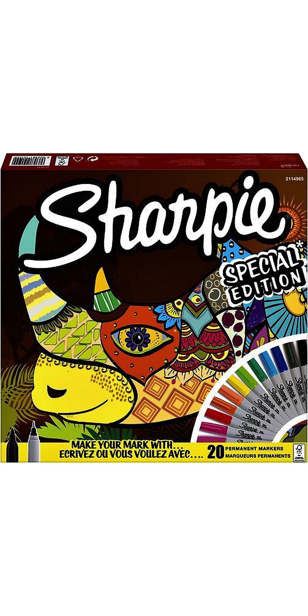 Sharpie - 20pcs Permanent Markers, Special Edition, Fine Tip Markers, Assorted Colors, Waterproof, For Adults and Children, All Surfaces,