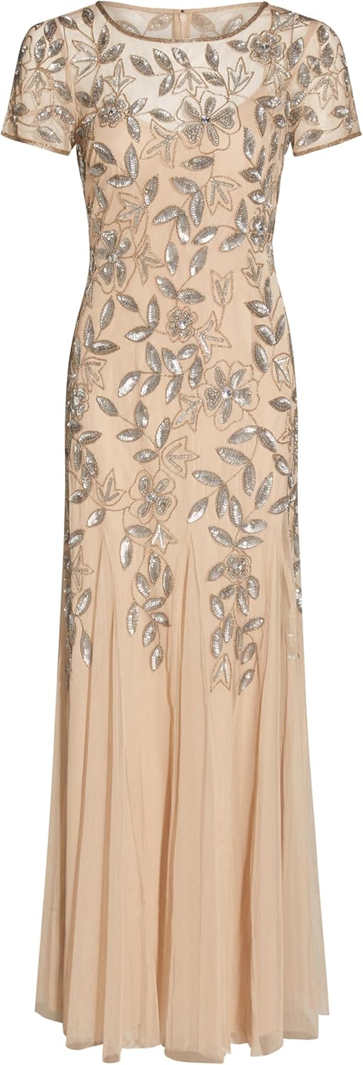 Adrianna Papell Bead Long Dress with Godets - Image 5