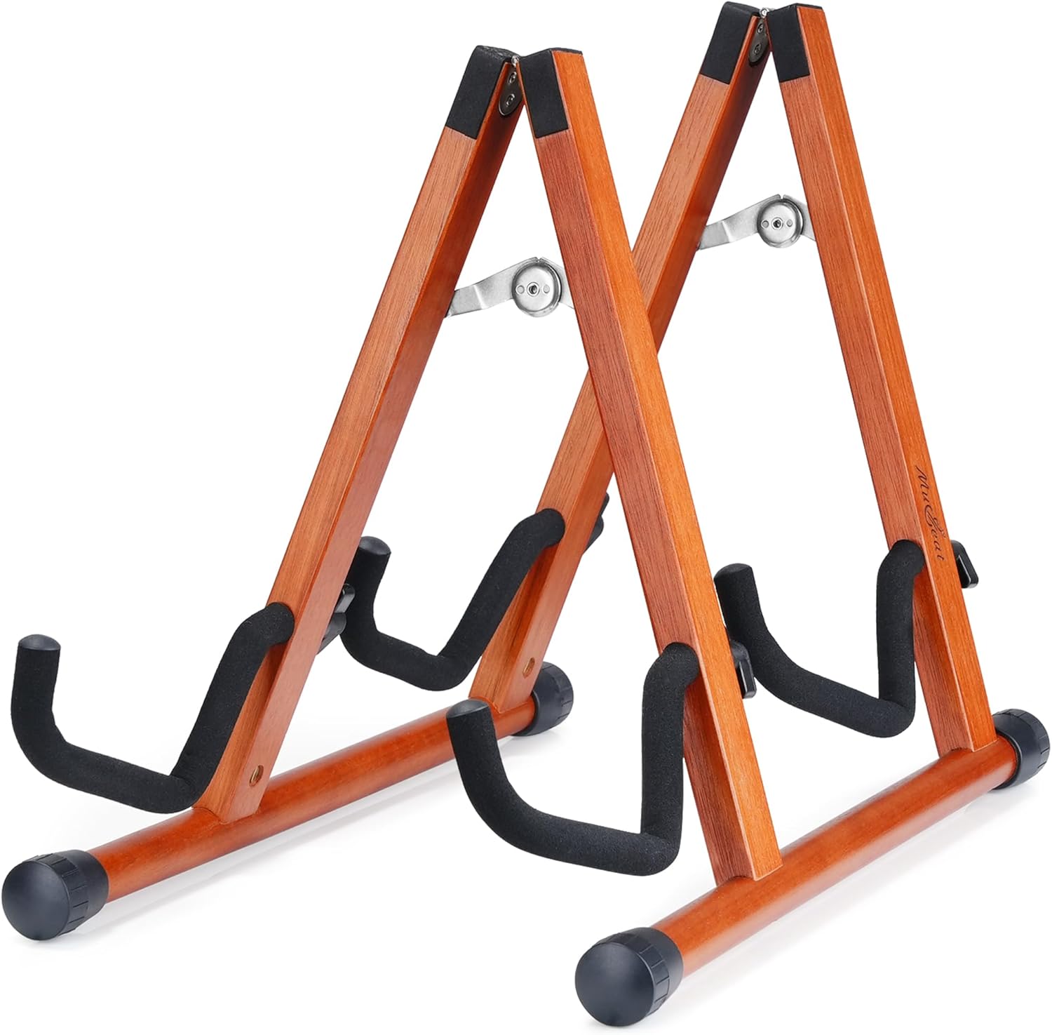 Double Guitar Stand, A-Shape Multiple Guitar Rack with Padded Foam, Dual Instrument Stand for 2 Acoustic, Electric, Bass, Banjo, Mandolin, Wood Instrument Rack Floor for Home Studio Display, Mahogany