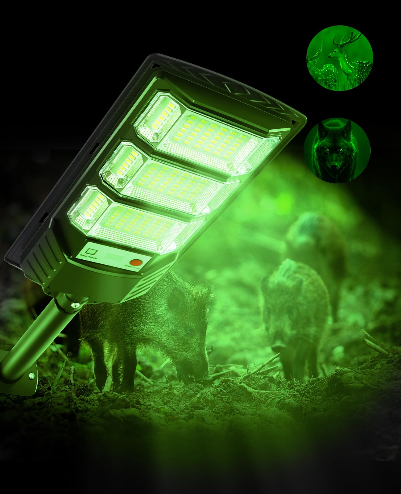 Lampe Solaire LED Verte Pour Chasse - 12000LM - INNOVATION ES04 - Détecteur Mouvement