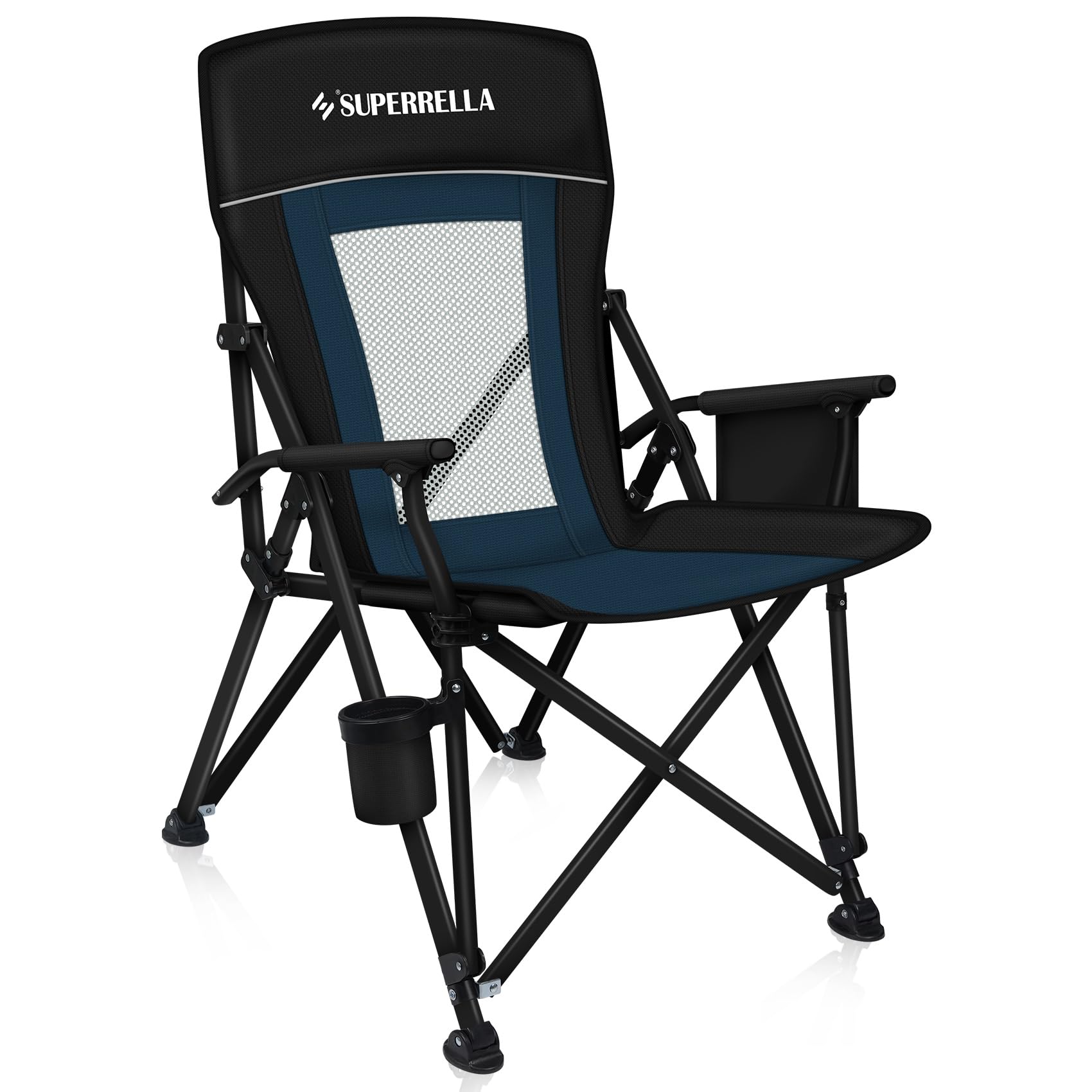 Superrella Camping Chair Portable Folding Lawn Chair Comfortable Hard Arm Sturdy for Family Camp, Outdoor, Sports, Beach, Travel, Support 400 lbs,