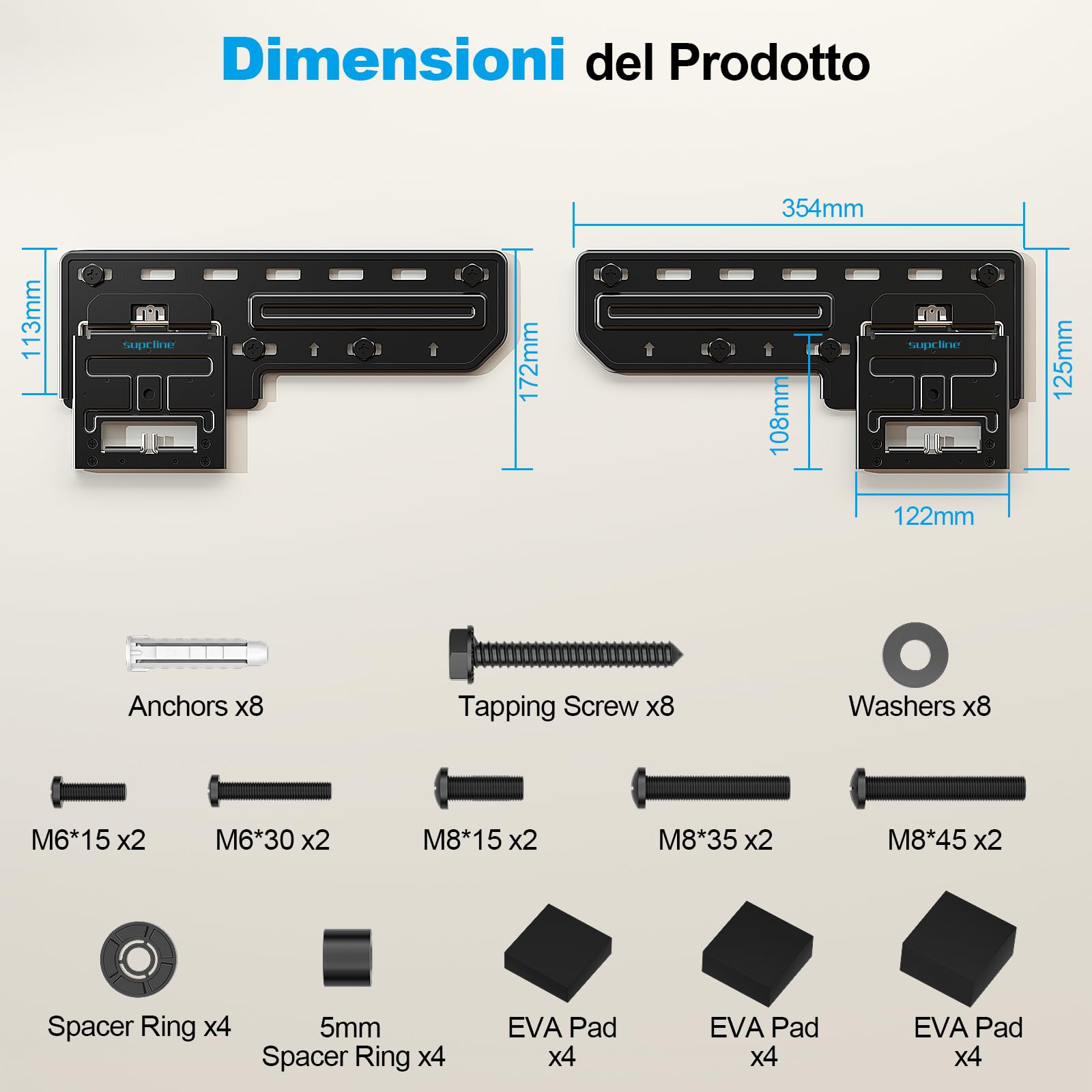 Supcline Supporto da Parete Ultra Sottile per TV a Schermo Piatto da 42 a 100 Pollici e Telaio, Solo 0,8 cm, Basso Profilo, Piatto a Parete, Staffa Micro per TV, Supporta fino a 80 kg