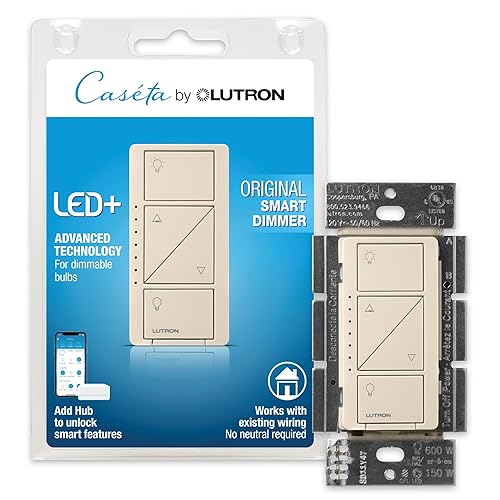 Vista 29 de Lutron Caseta PD-6WCL-WH - Regulador de intensidad inteligente para luces de pared y techo, 5 unidades, color blanco