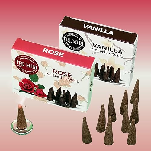 Miniatura 7 de Conos de incienso  Paquete combinado de 20 conos de incienso  10 vainilla + 10 rosas  Conos de incienso  Conos de incienso perfumados  Aromas de