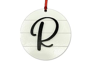 Farmhouse Monogram Ornament - Personalized Wood Christmas Tree Ornament