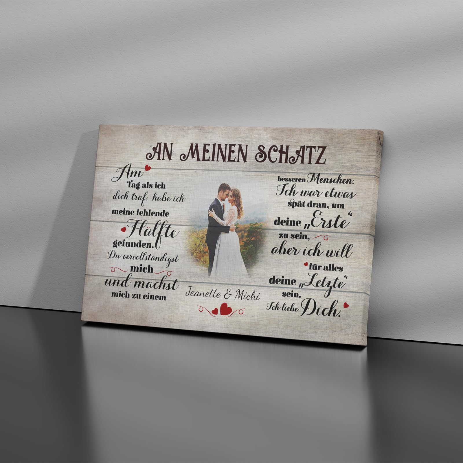 Love Faith An meinen Schatz (an ihn) Paar-Leinwand 60 x 40 cm - Personalisiertes Wandbild als Geschenk für Mann/Freund mit eigenem Foto als Jahrestagsgeschenk für Partner