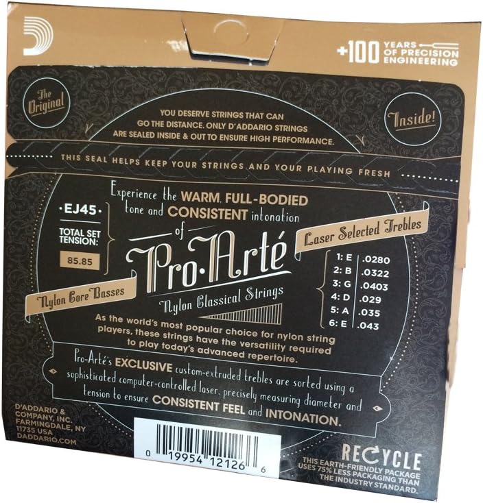 D'Addario Pro Arte Classical Guitar Strings Normal Tension 28-43 EJ45-2 Packs