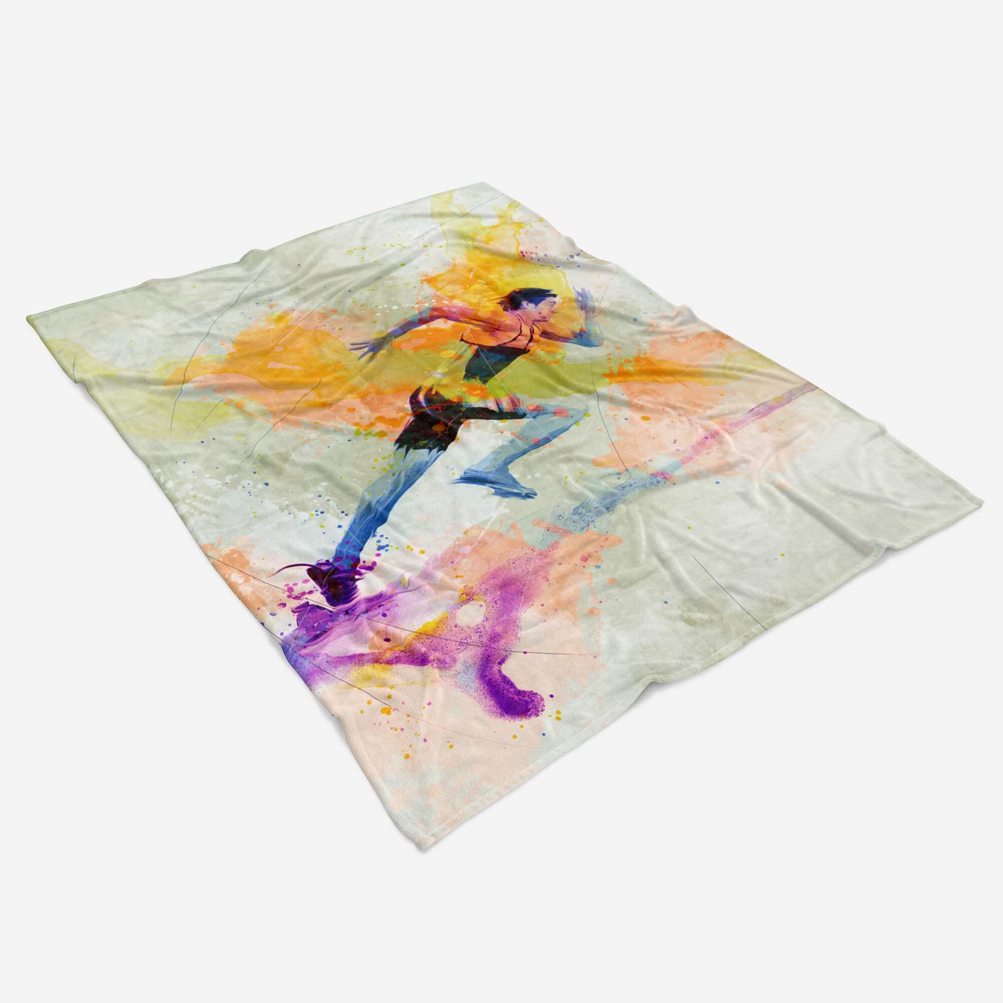 SplashArt Sport Handtuch Strandhandtuch Saunatuch Kuscheldecke Kunstvoll Running VI Sport Größe 180 x 130 cm (Tagesdecke - Sherpa Flies)