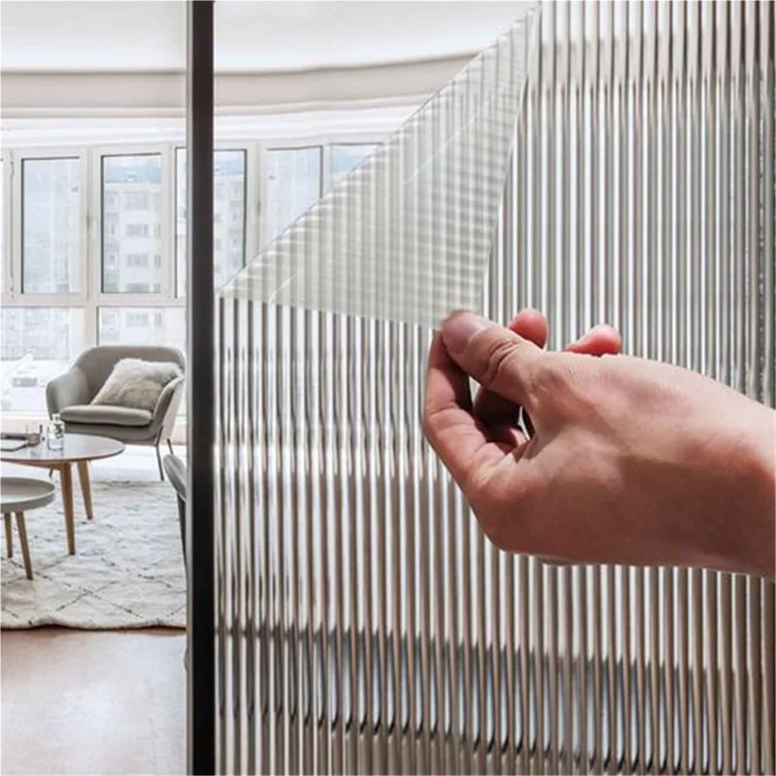 Window Film Window Privacy Film Frosted Window Vinyl 3D Decorative Decals Non Adhesive Bathroom(45x300cm)