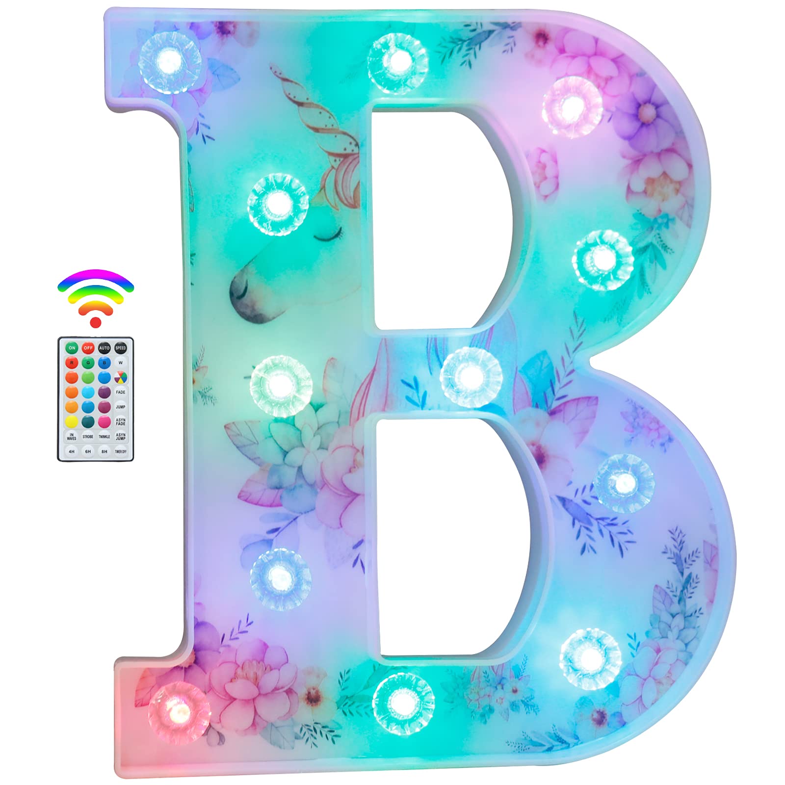 Sponsored Ad – Unicorn Light Up Letters, LED Letter Lights 18 Color Changing Diamond Alphabet Sign Unicorn Gifts for Girls Women Party Birthday Decorations Remote Night Light Christmas Valentine Wall Table Decor - B