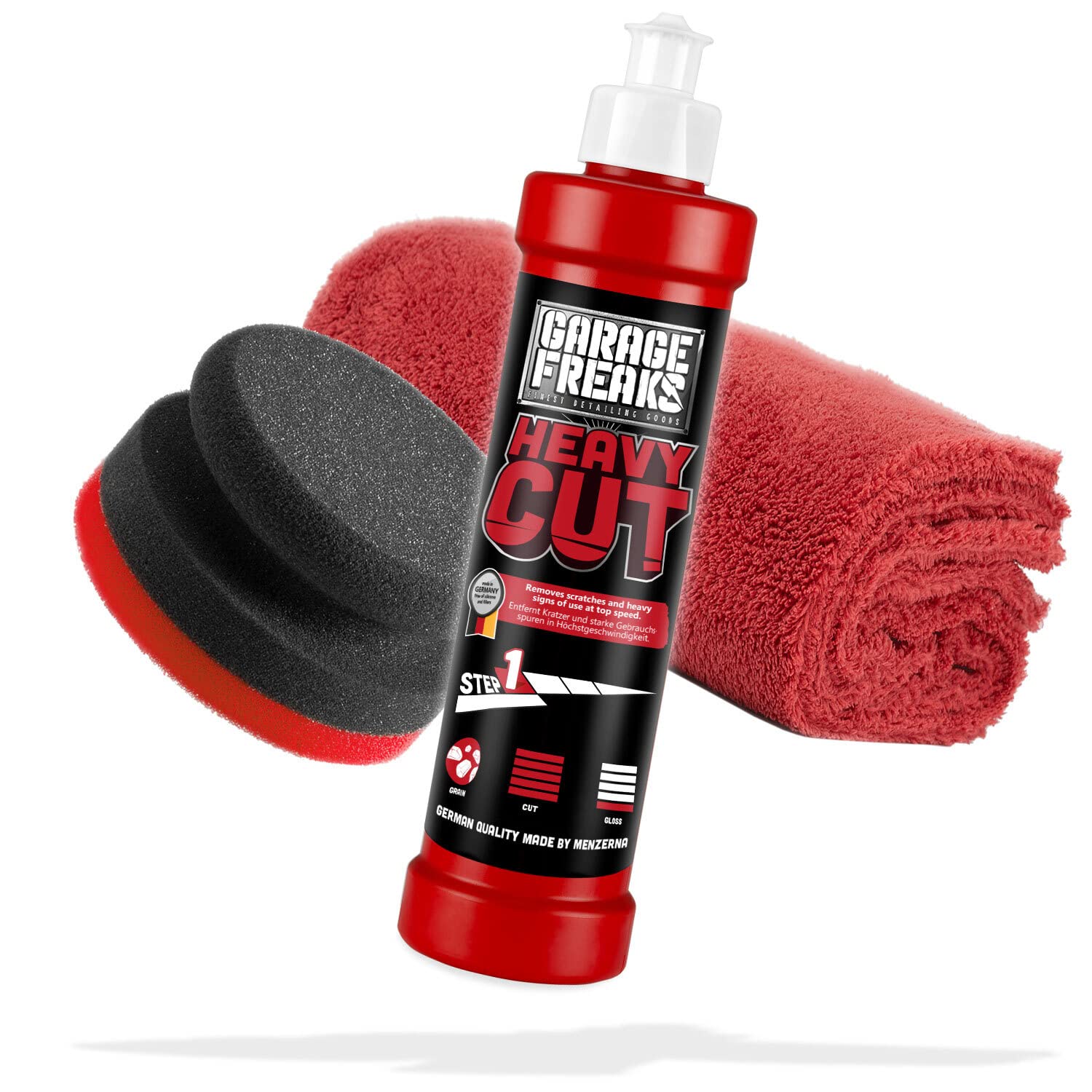 Garage Freaks Polish Heavy Cut Step 1 – Polish Abrasif 250 Ml By Menzerna, Élimine Rayures Profondes Et Traces