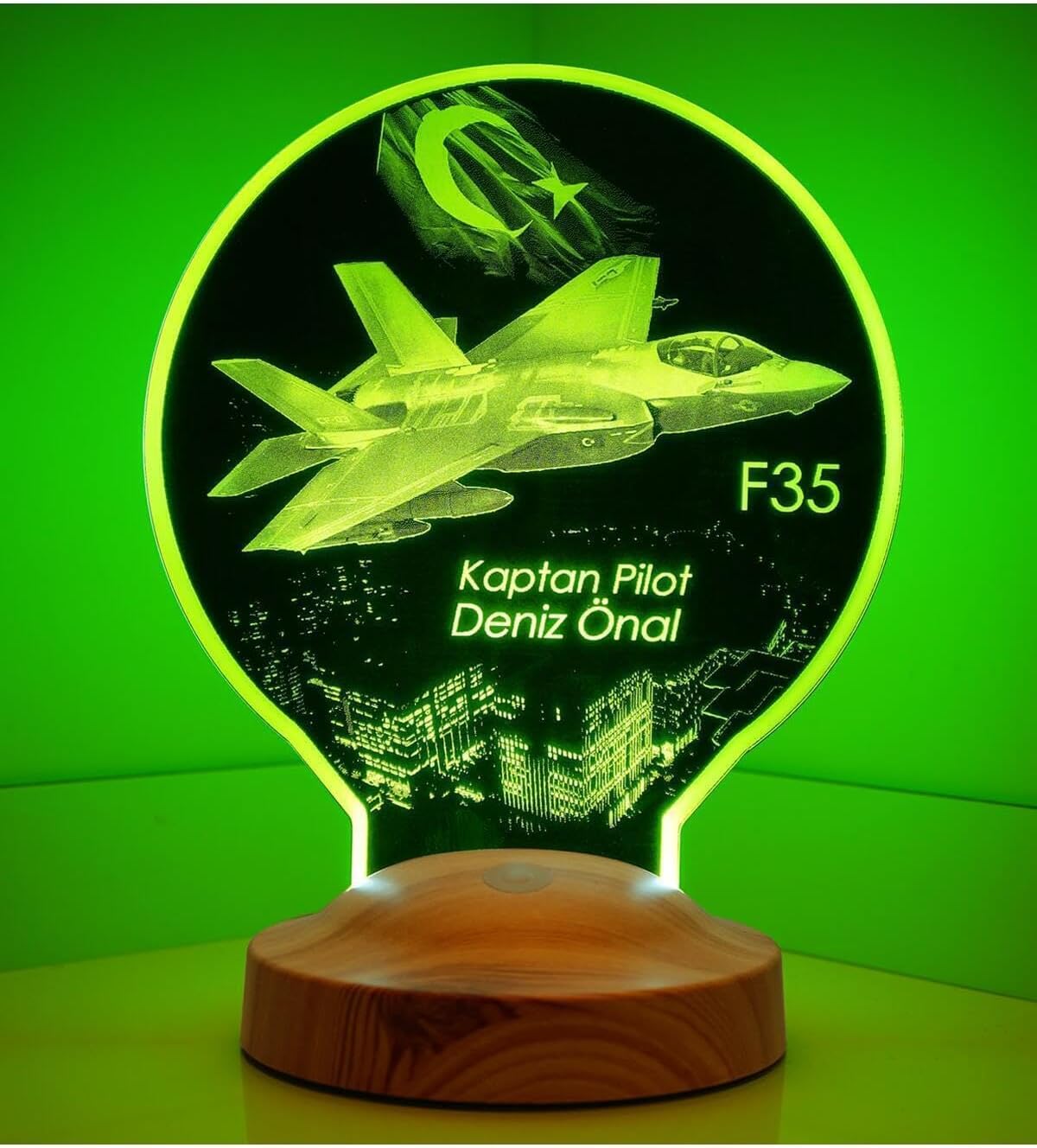 SODEF LED Desk Lamp F35 Fighter Jet Design, Pilot Gift, Personalized Airplane Lamp, Multicolor Changing Light, Home Decor, Night Light - Kırmızı, Mavi, yeşil, pembe, sarı, mor, Beyaz, One Size