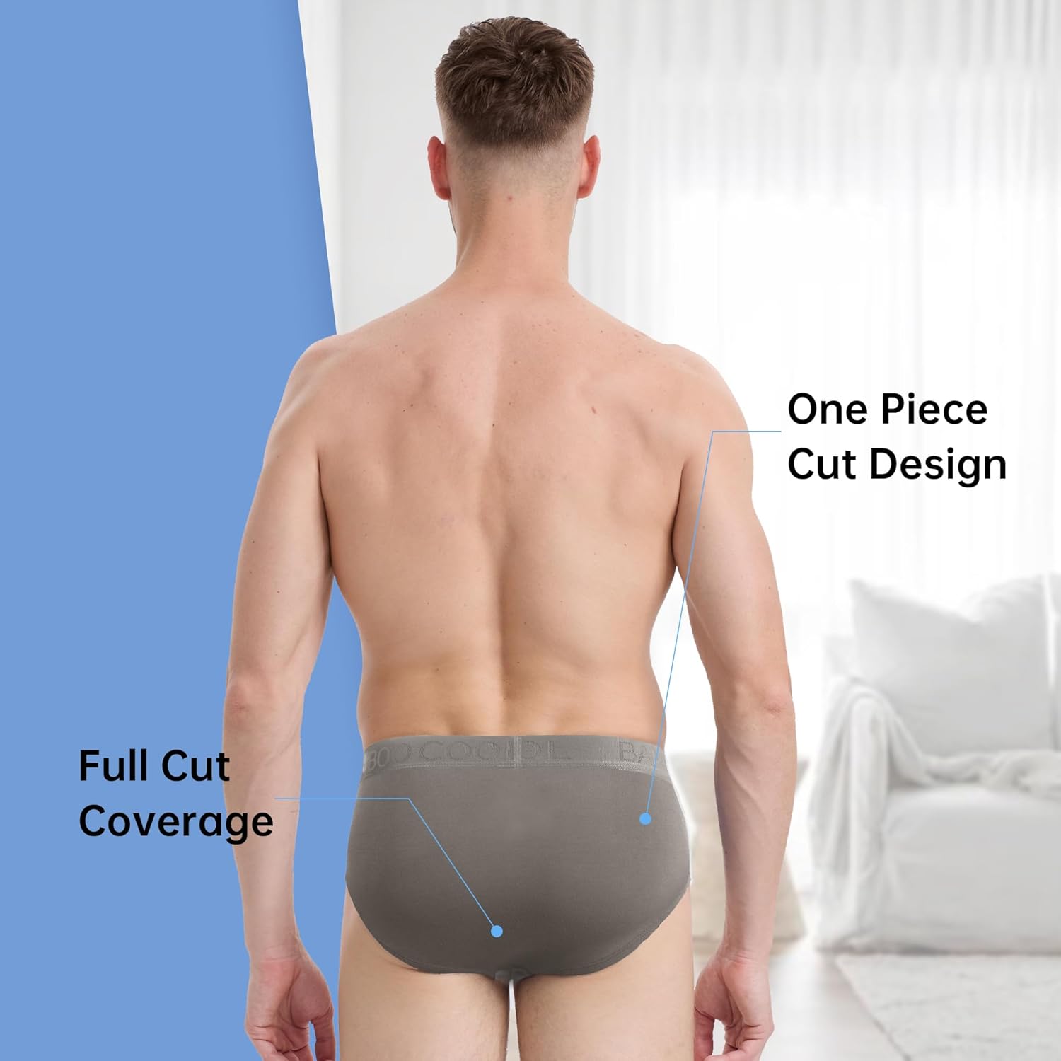 BAMBOO COOL Men's Underwear Briefs No-Roll Waistband Underwear Breathable Briefs with 3D Pouch Tagless Panties for Men - Image 4