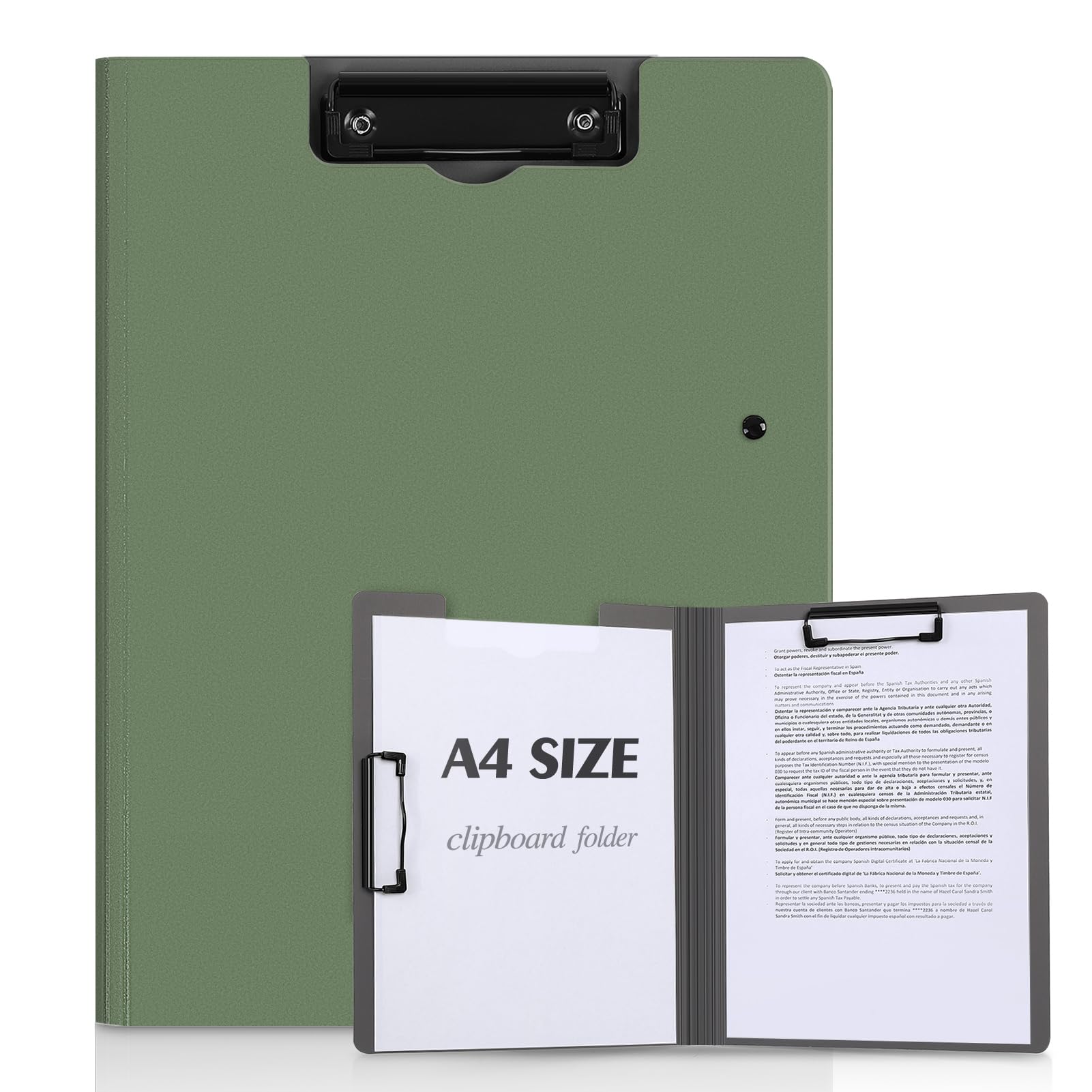 KONVINIT Clipboard A4 with Cover Foldover Clip Board with Double Clips Plastic Folding Clip Board Folder for School,Office,Home Document Organiser