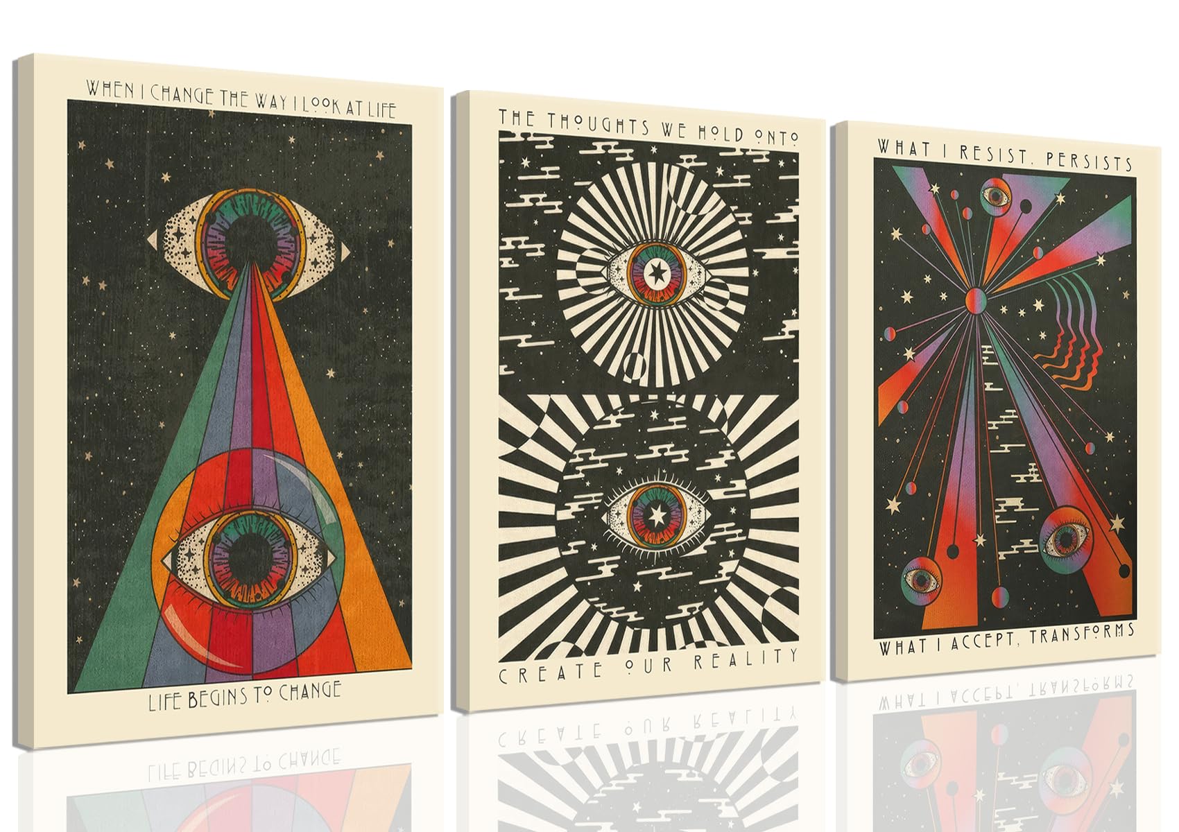 Framed Retro Hippie Eye Wall Art Set