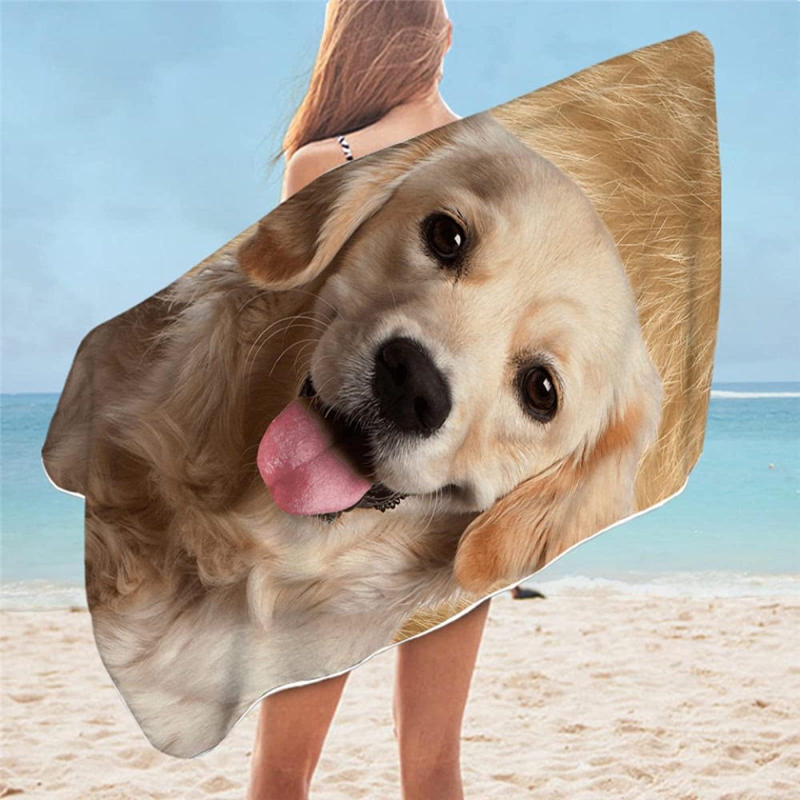 KATATI Serviette de Plage Chien, Séchage Rapide Microfibre Serviette de Bain, Chien Serviettes de Plage 200 x 200 cm, Voyages, Camping, Vacances, Femme Homme Enfant Drap de Plage