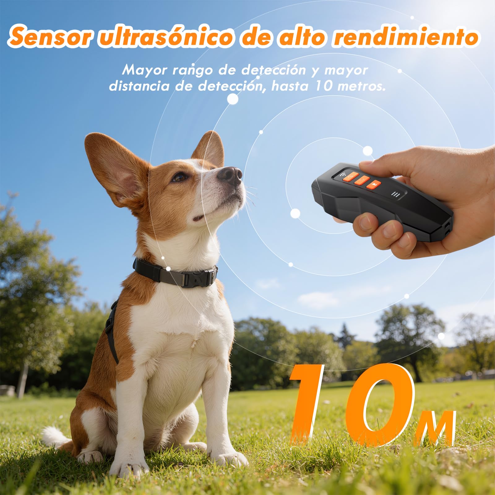 Antiladridos Para Perros Ultrasonido, 3 Frecuencias Ajustables Ahuyentador De Perros Ultrasonidos, Rango De 33 Pies, Con Linterna Dispositivo Antiladridoss Recargable Con Luz Led Pequeños y Grande