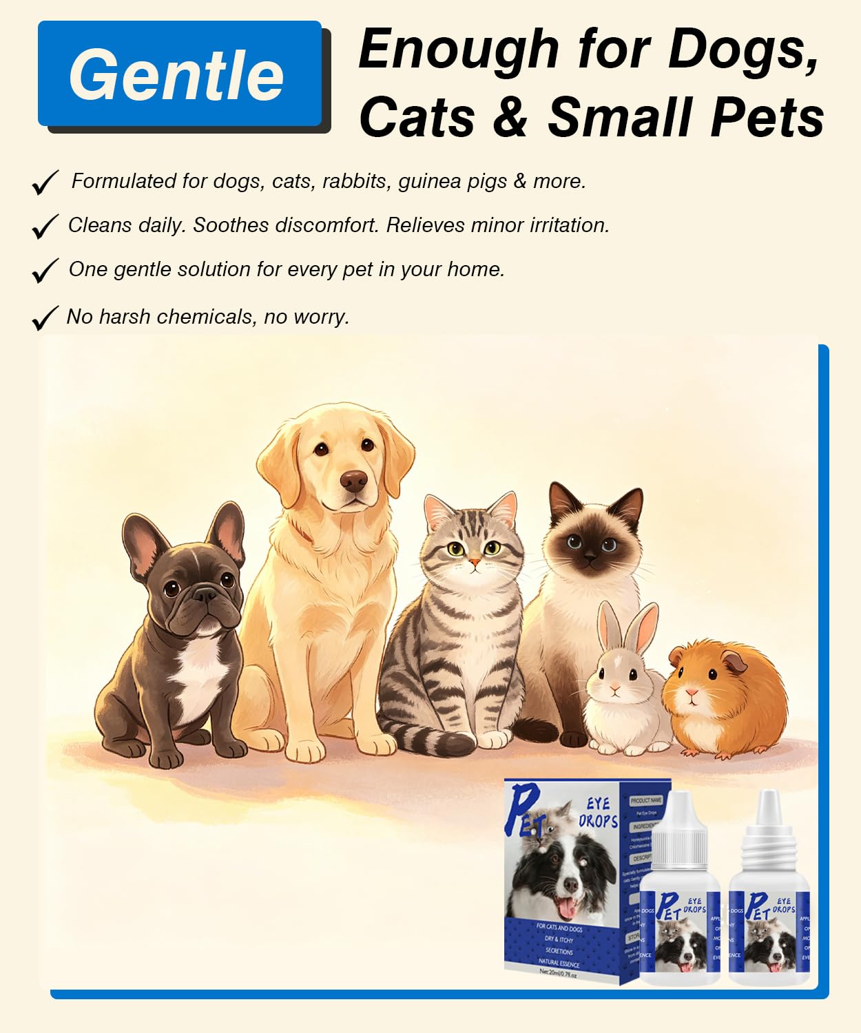 BiesmoCataract Drops for Dogs | Pet Dog Eye Drops for Relieving Eye Itching and Clean Tear Stains | Improving Clarity | All Natural Safe Pet Eye Health Care | Pet Tear Stain Removal — Amazon image 4