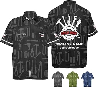 Custom Men Mechanic Work Shirts with Logo Text, Personalized Auto Repair Workwear, Automotive Uniform Zipper Jacket
