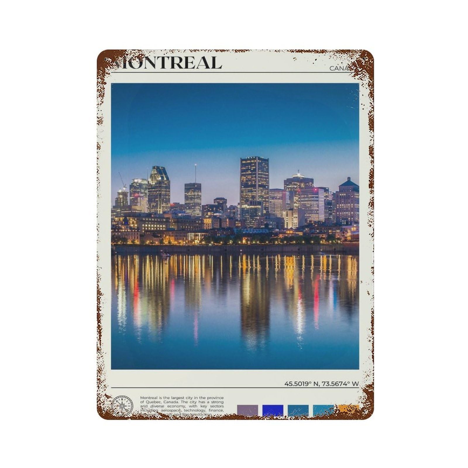 xiaoxiaoshen Real Photo Montreal Decor Canada Wall Decor Art Metal Tin Poster Modern Home Decor Art Home Bar Shop Decorations Vintage Sign 40x30cm