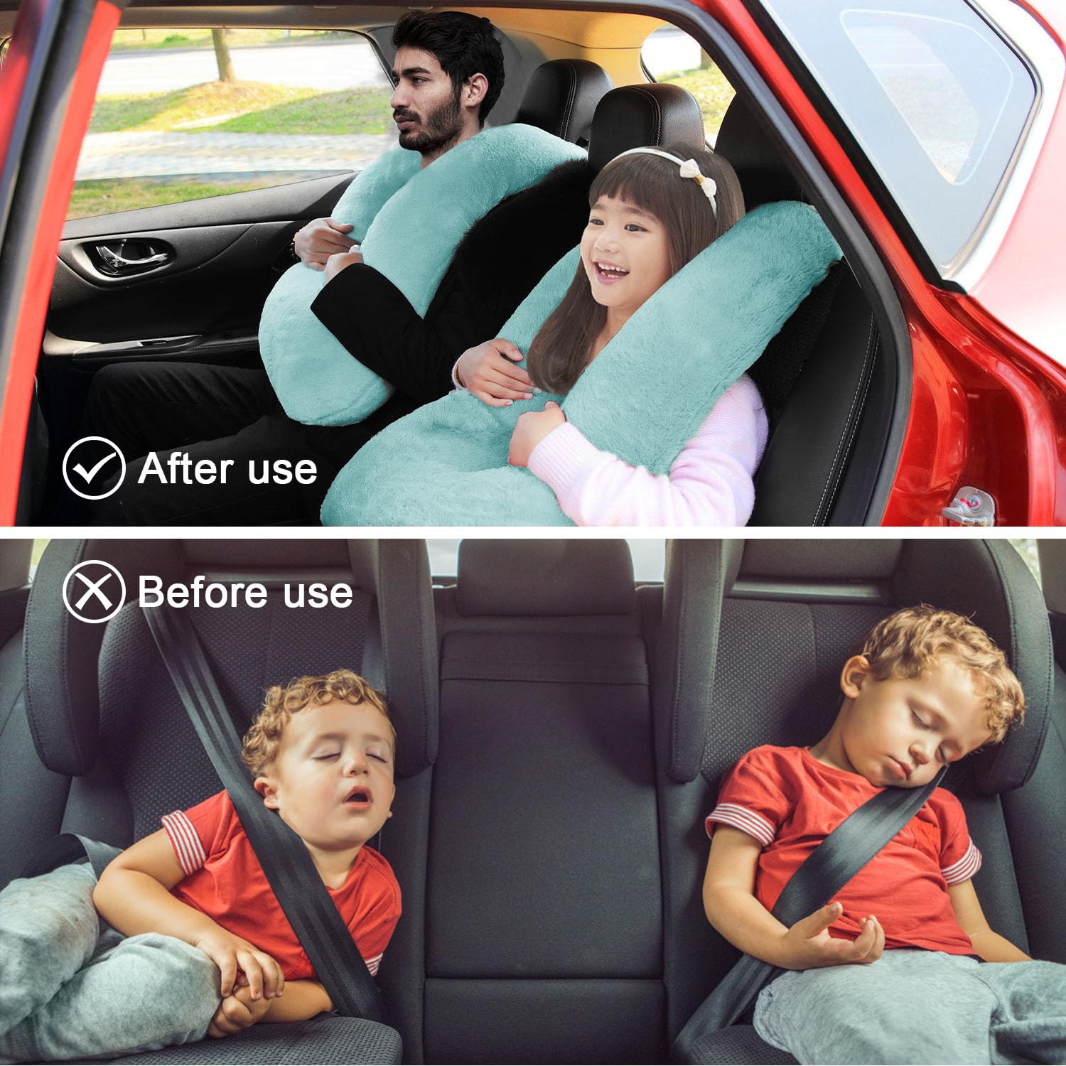 Oreiller de voyage pour enfants, coussin de voyage, oreiller de voyage, oreiller amovible en forme de U pour adultes et enfants pour soutenir la tête et le corps sur le siège arrière des longs