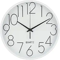 Relógio de Parede 24 cm Evolux, na Cor Branca com Números Pretos Grandes Fáceis de Ler, Design Moderno, Instalação Simples.