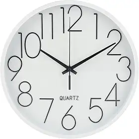 Relógio de Parede 24 cm Evolux, na Cor Branca com Números Pretos Grandes Fáceis de Ler, Design Moderno, Instalação Simples.