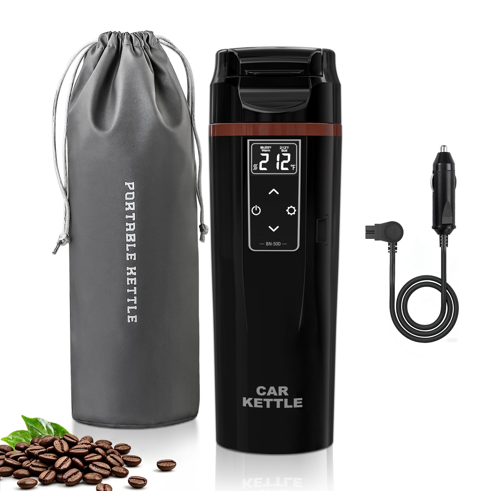 FVPE Car Electric Kettle with Boil & Keep Warm for Commute/Travel,450ML